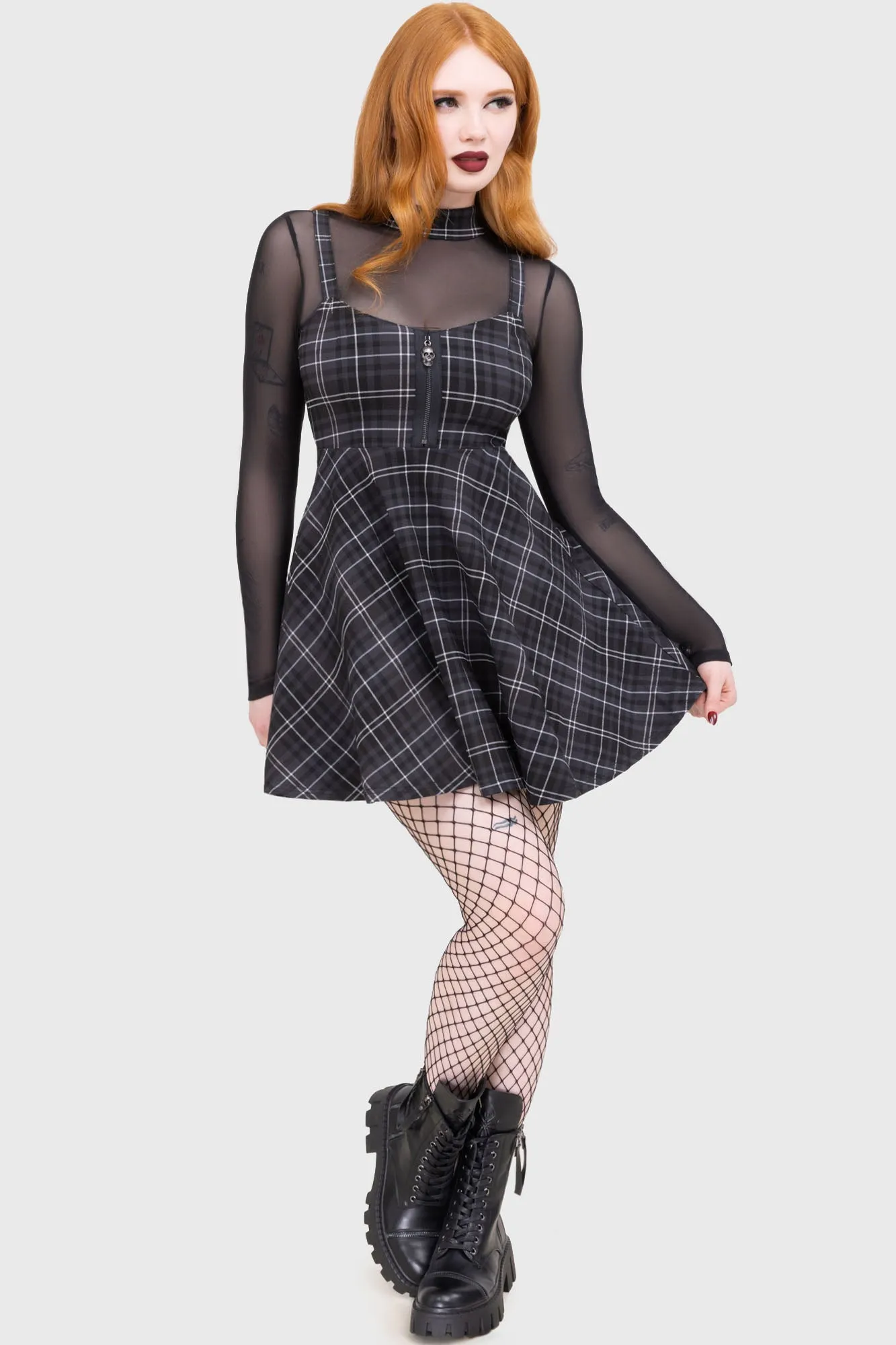 Tartan Riot Dress [GREY] Sleek Touch