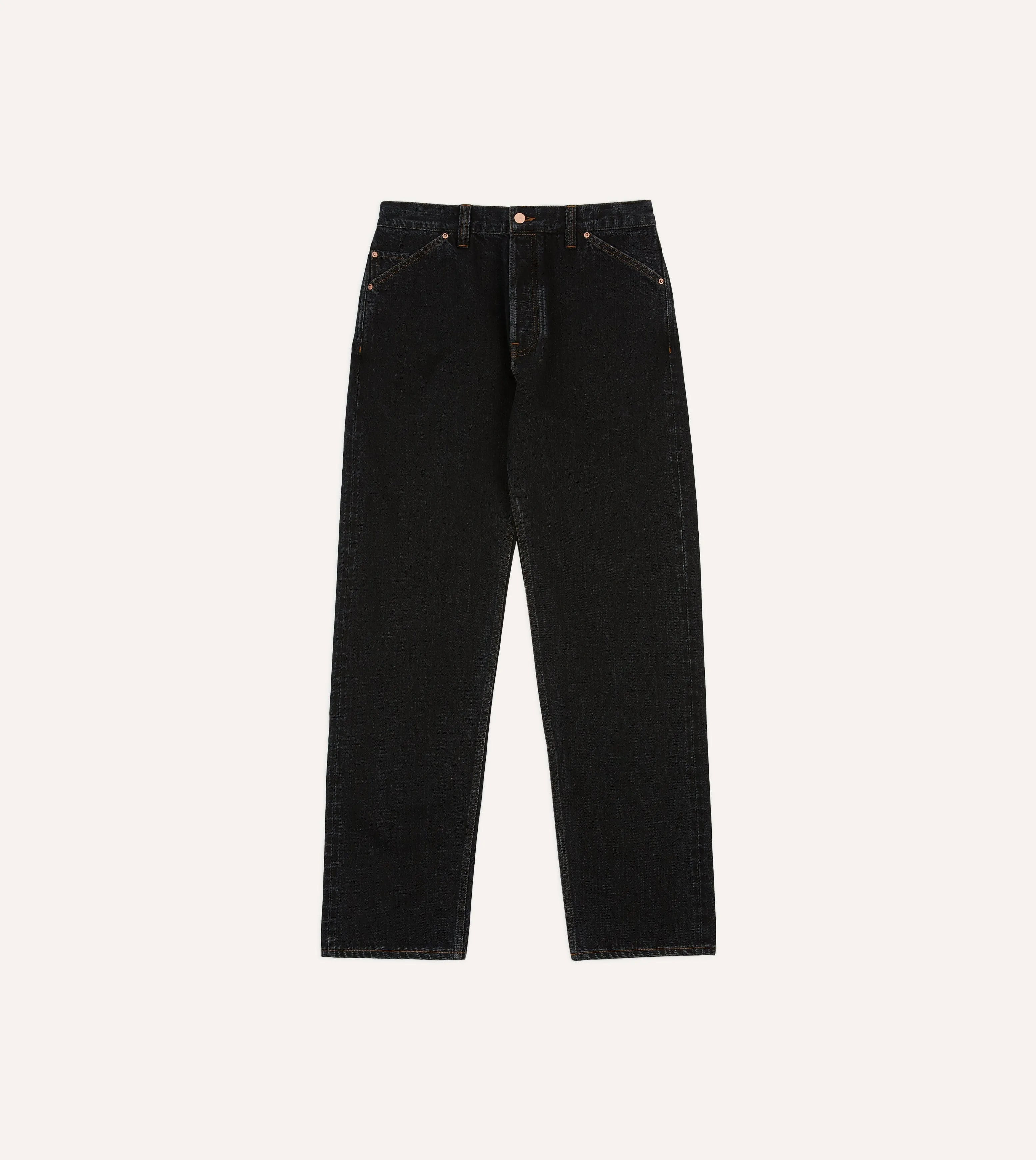 Drake's by A. Levine Black Stone Wash 12.3oz Selvedge Denim Five-Pocket Jeans Comfortable Layering