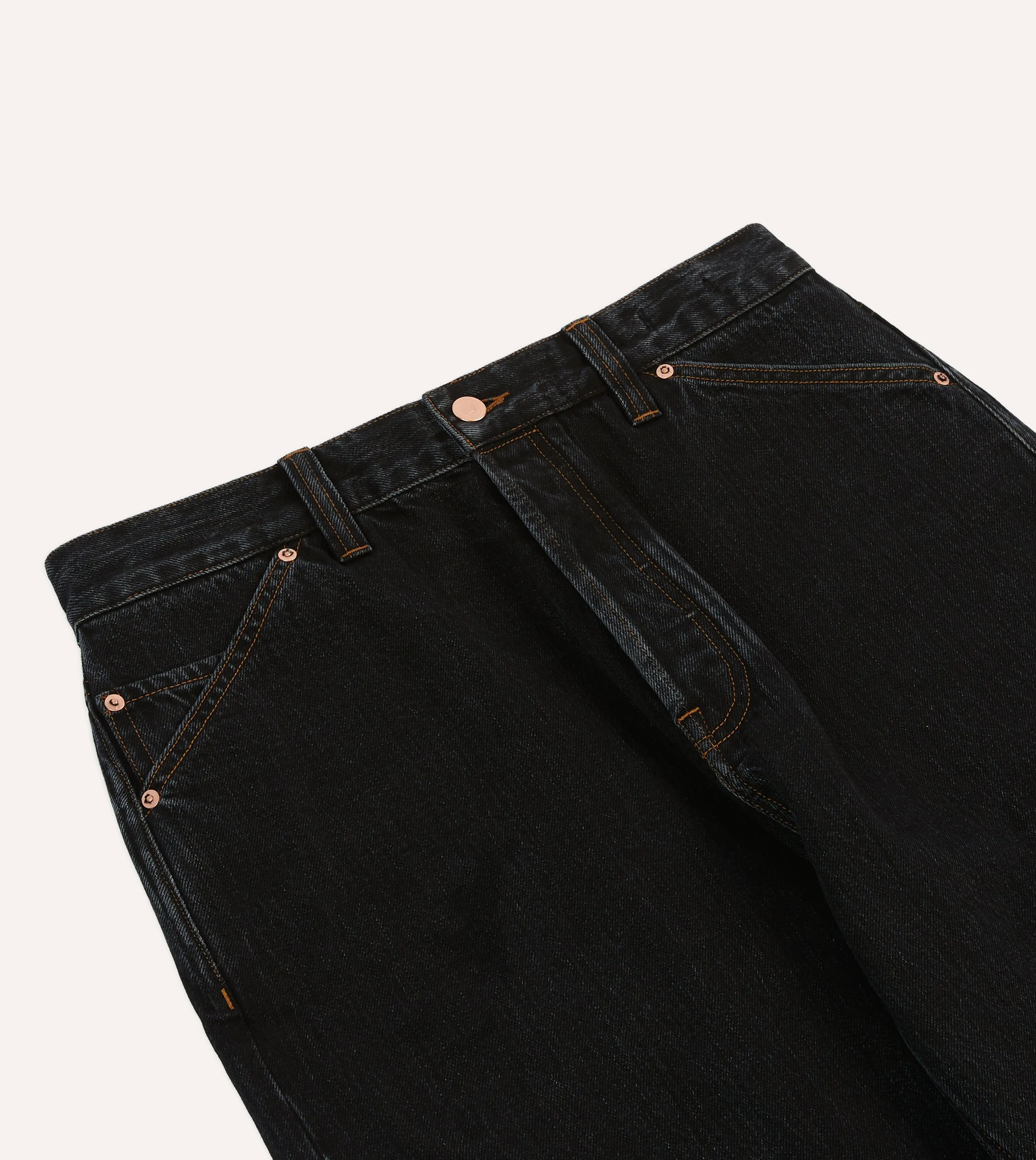 Non slip grip Wrinkle Resistant Drake's by A. Levine Black Stone Wash 12.3oz Selvedge Denim Five-Pocket Jeans