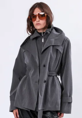 RHODIUM TRENCHCOAT CHARCOAL Scratch Resistant Zippers