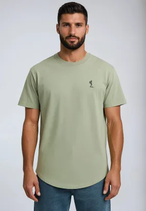 Reinforced Shoulder ESSENTIAL SWAG CURVED HEM SOFT KHAKI T-SHIRT