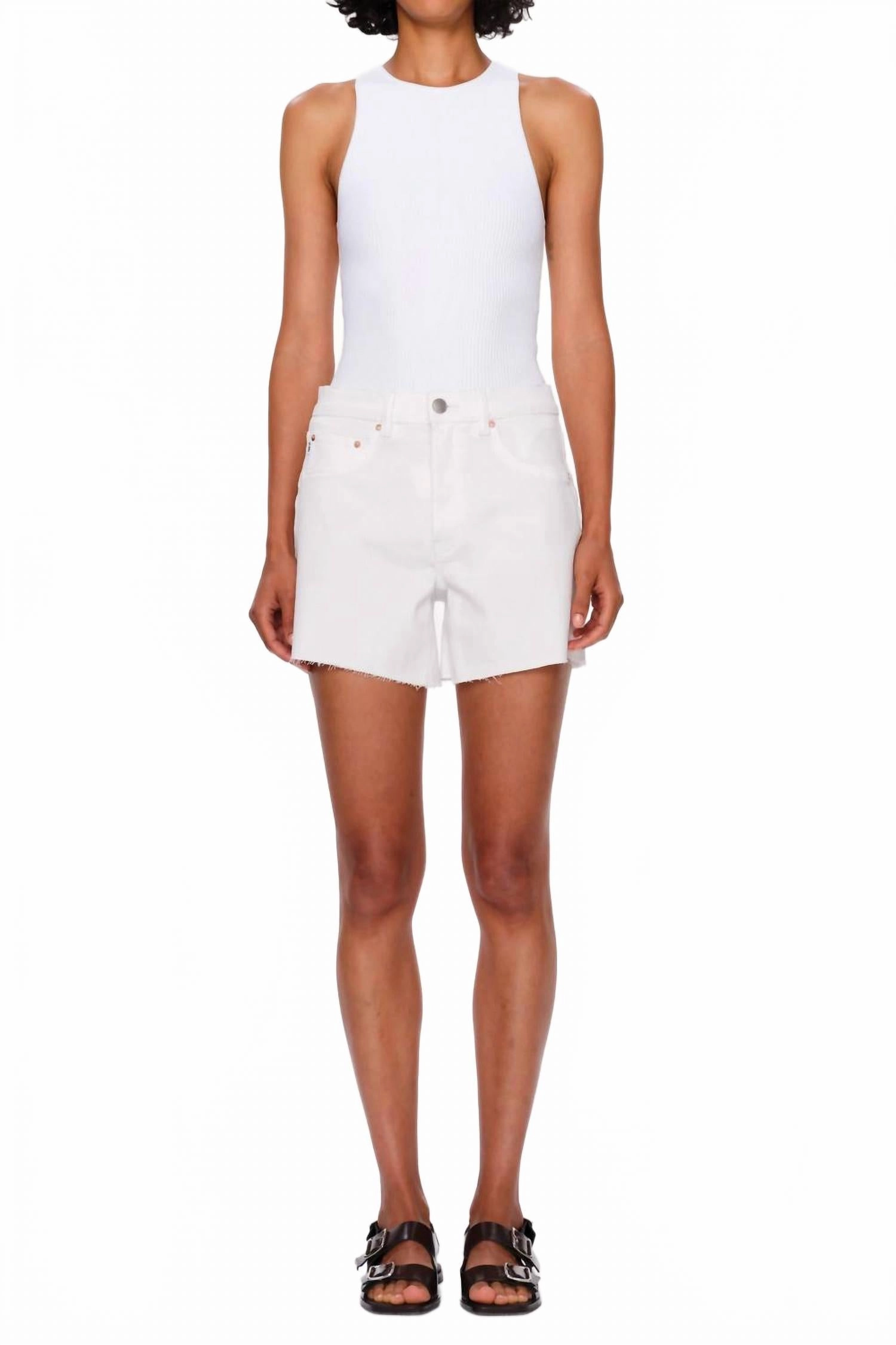 Lightweight Material Flexible Cut Zoie Relaxed Fit Denim Short In White