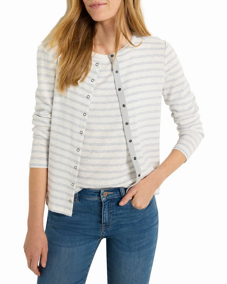 NIC ZOE Striped Snap Front Cardigan Versatile Styling