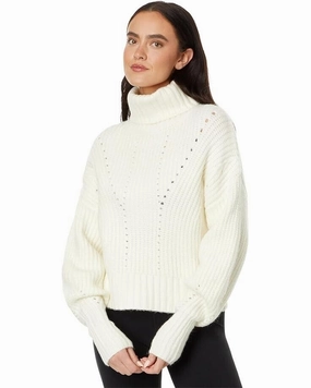 Classic Layer Varley Rogan Sweater Women's Small Ivory Stretch Long Sleeves Turtle Neck JDM199