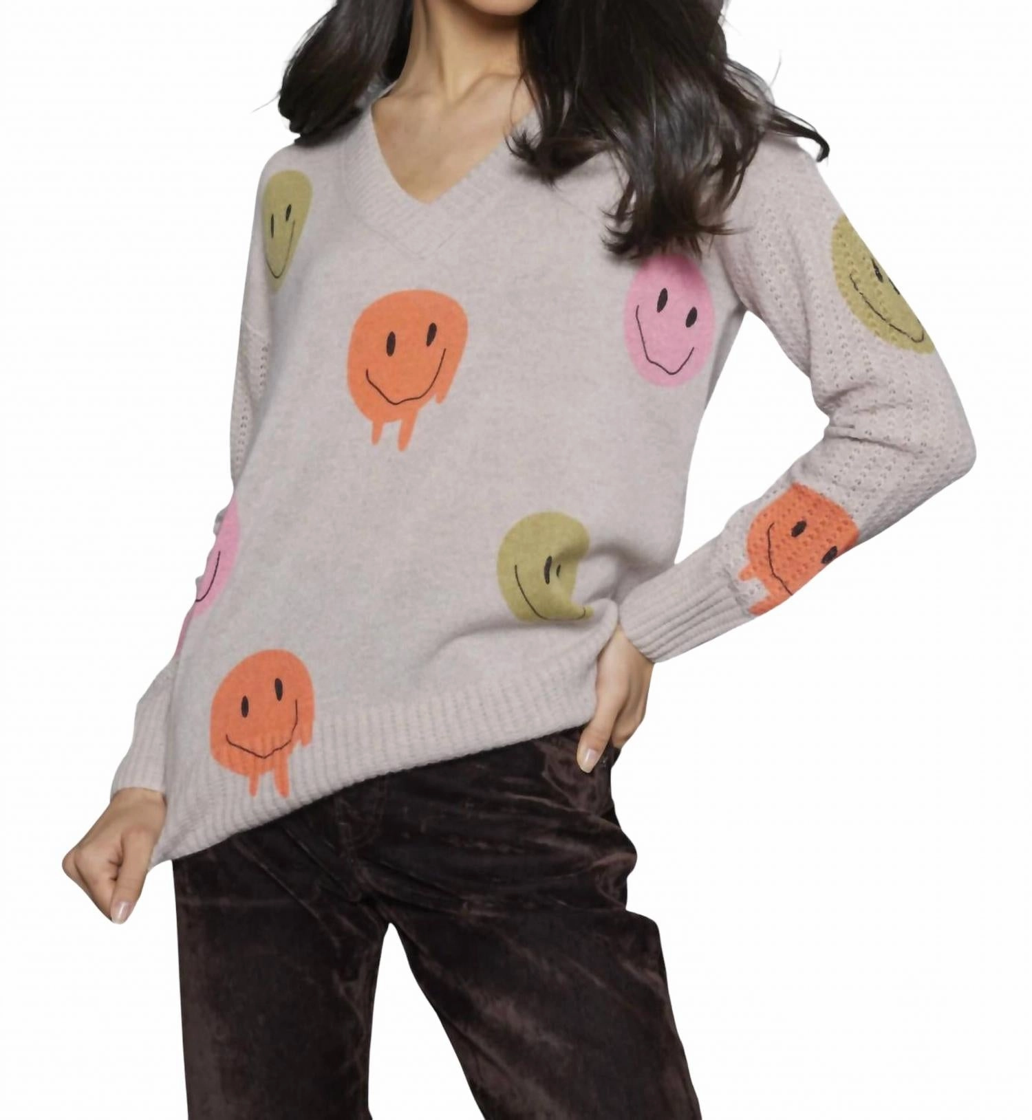 Sustainable Production Certified Mood Check Cashmere Sweater In Birch