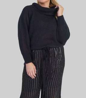Caelie Mohair Bardot Sweater - Plus In Black Knitwear Choice Comfy Fit