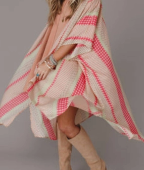 Relaxed Layers Janet Kimono In Pink Multi