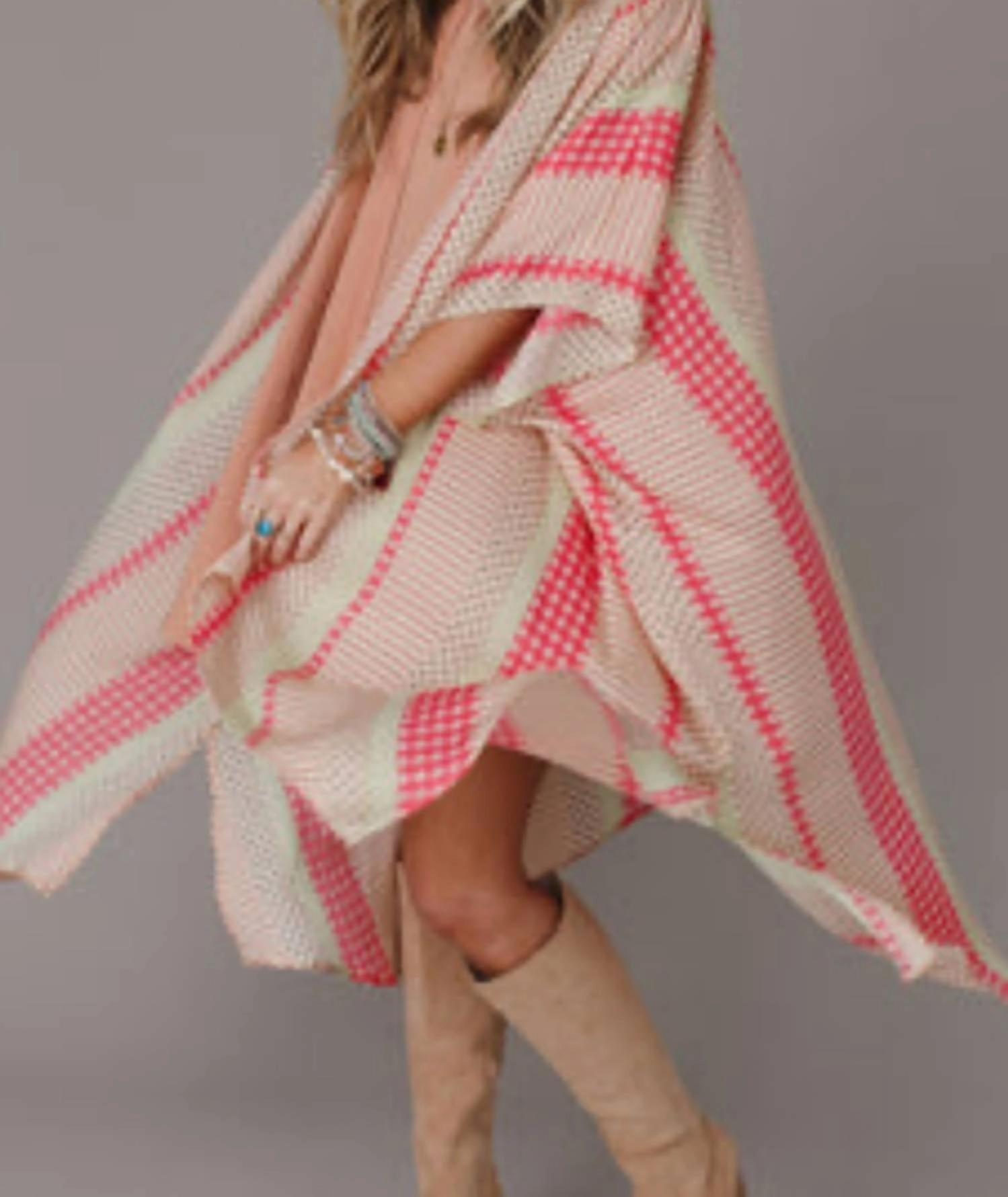 Relaxed Layers Janet Kimono In Pink Multi