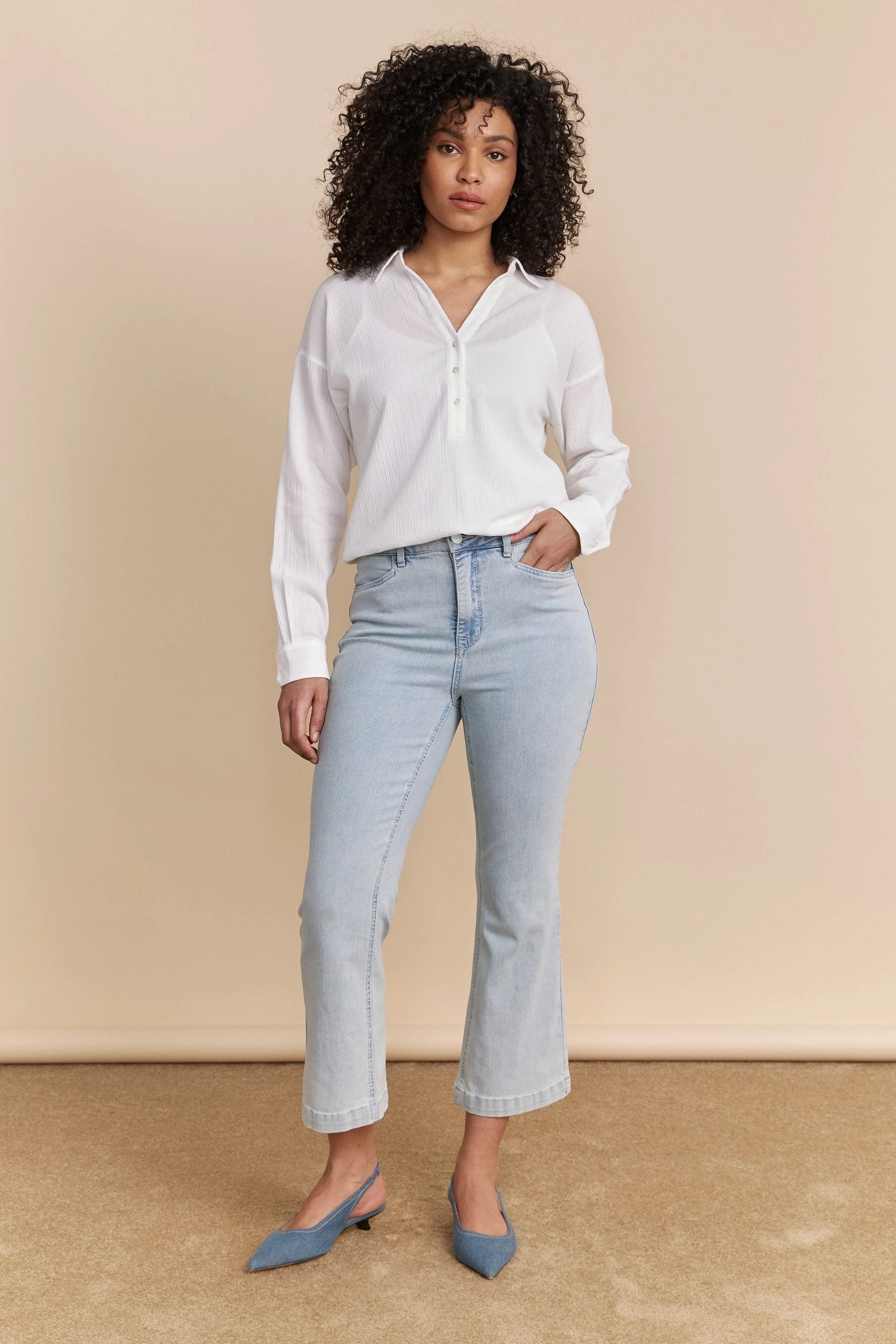 Durable piece High waist crop flared jean