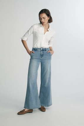 Breathable Lining High waist extra wide leg jeans