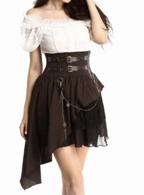 Easy Layer Low Rise High Waist Irregular Tailed Skirt In Coffee
