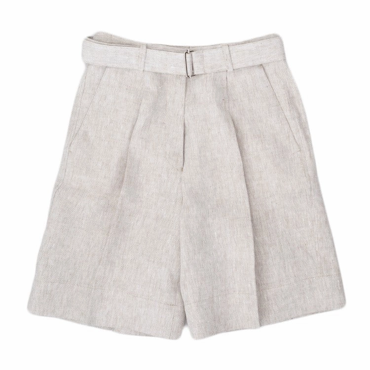 Sporty Look Sports use High-Waisted Beige Shorts With Permanent Pleat