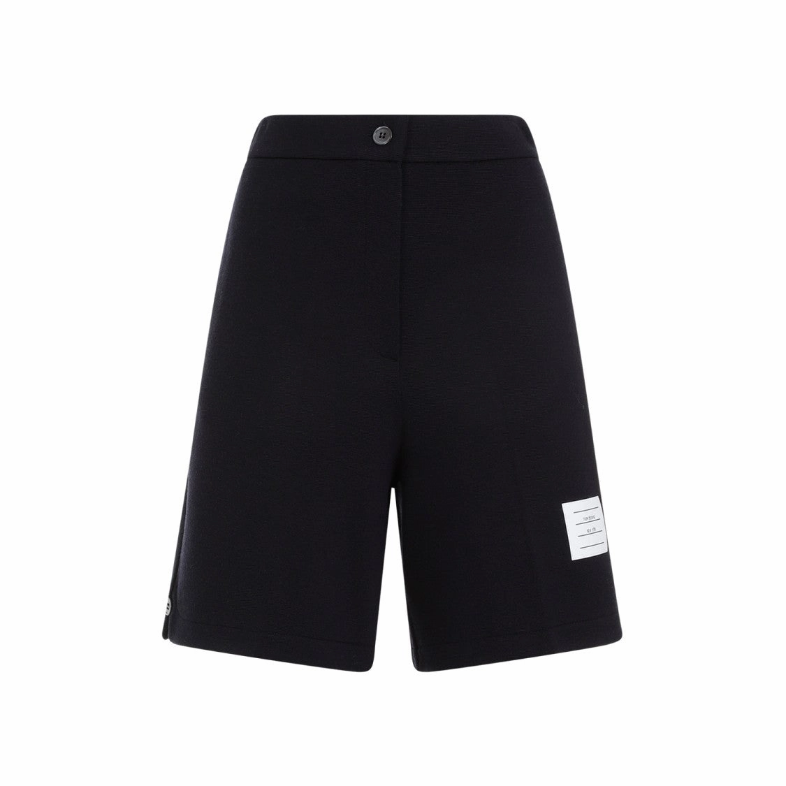 High Waisted Navy Virgin Wool Shorts Easy Comfort Fit