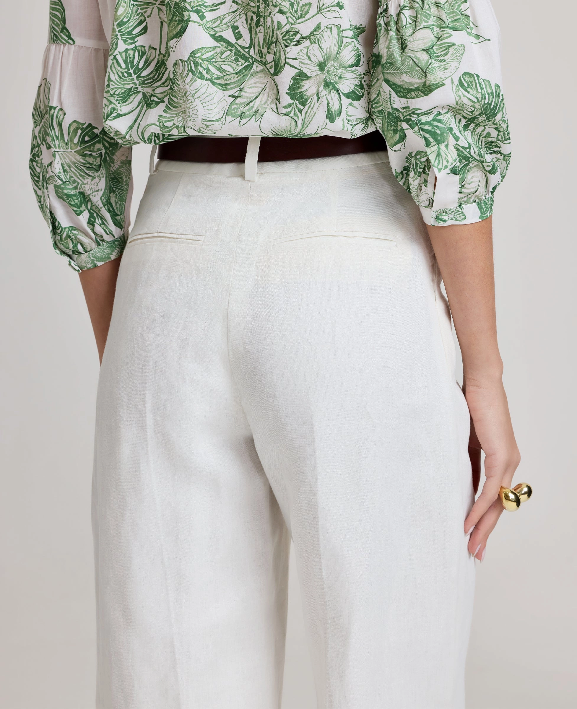 Gripper Waistband Elizabeth Linen Trousers