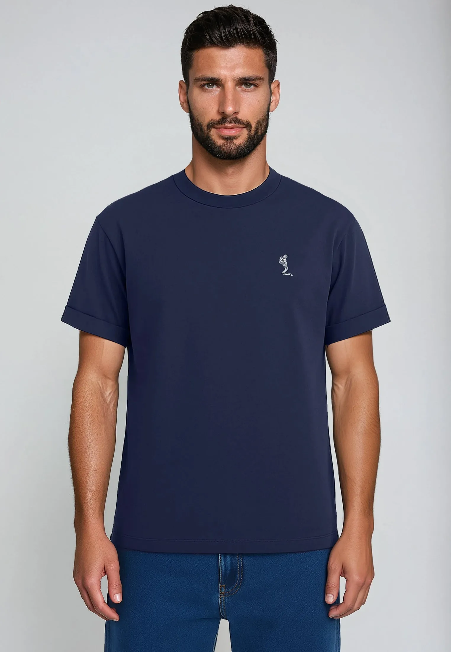 ESSENTIAL ROLLED CUFF T-SHIRT INDIGO EnhancedDurabilityFinish SunProtectionFabric