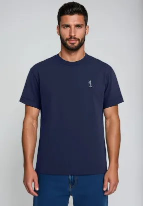 Anti Perspiration Lining Travel Wear ESSENTIAL ROLLED CUFF T-SHIRT INDIGO
