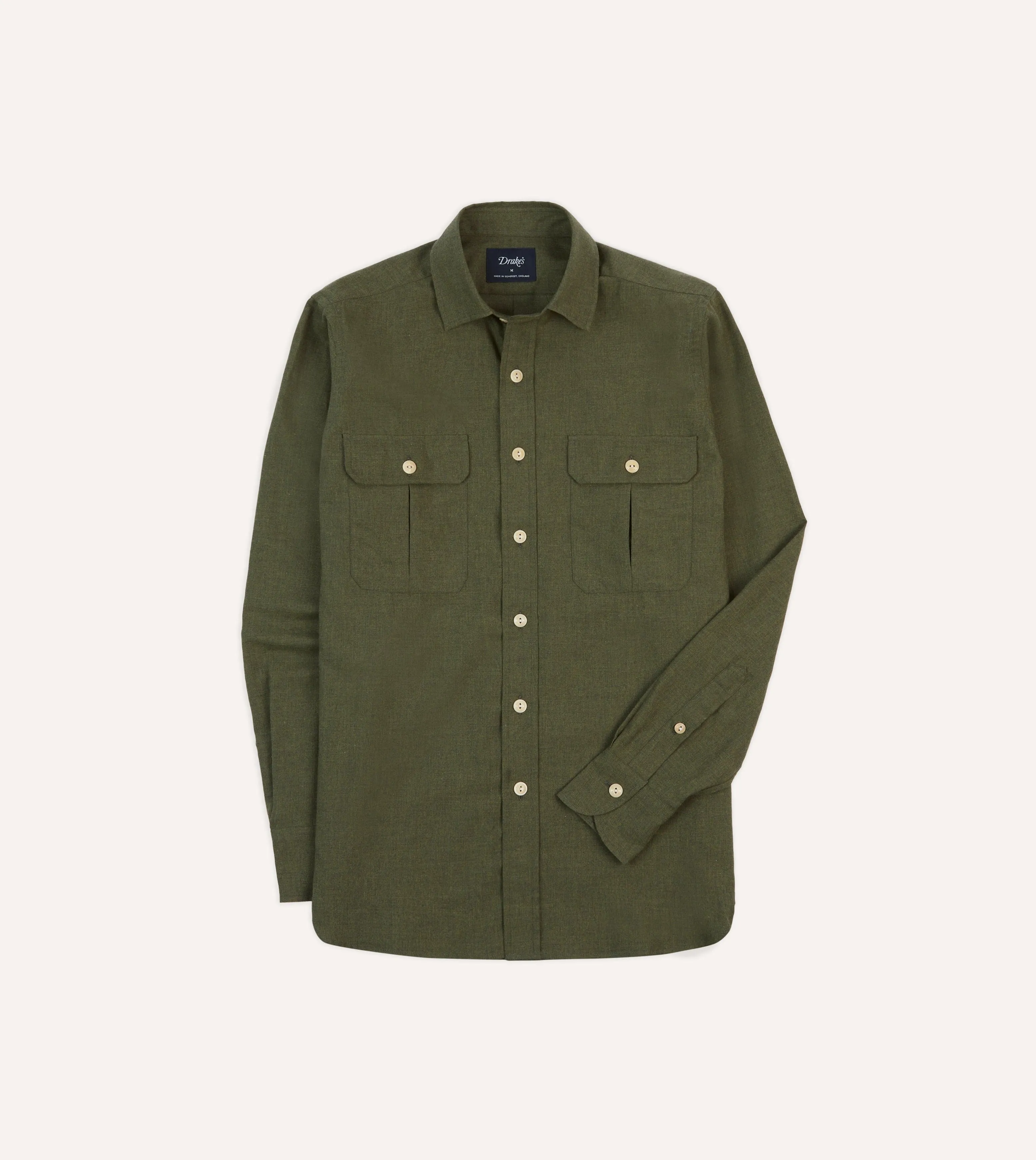 Khaki Green Cotton Flannel Two-Pocket Work Shirt birthday party