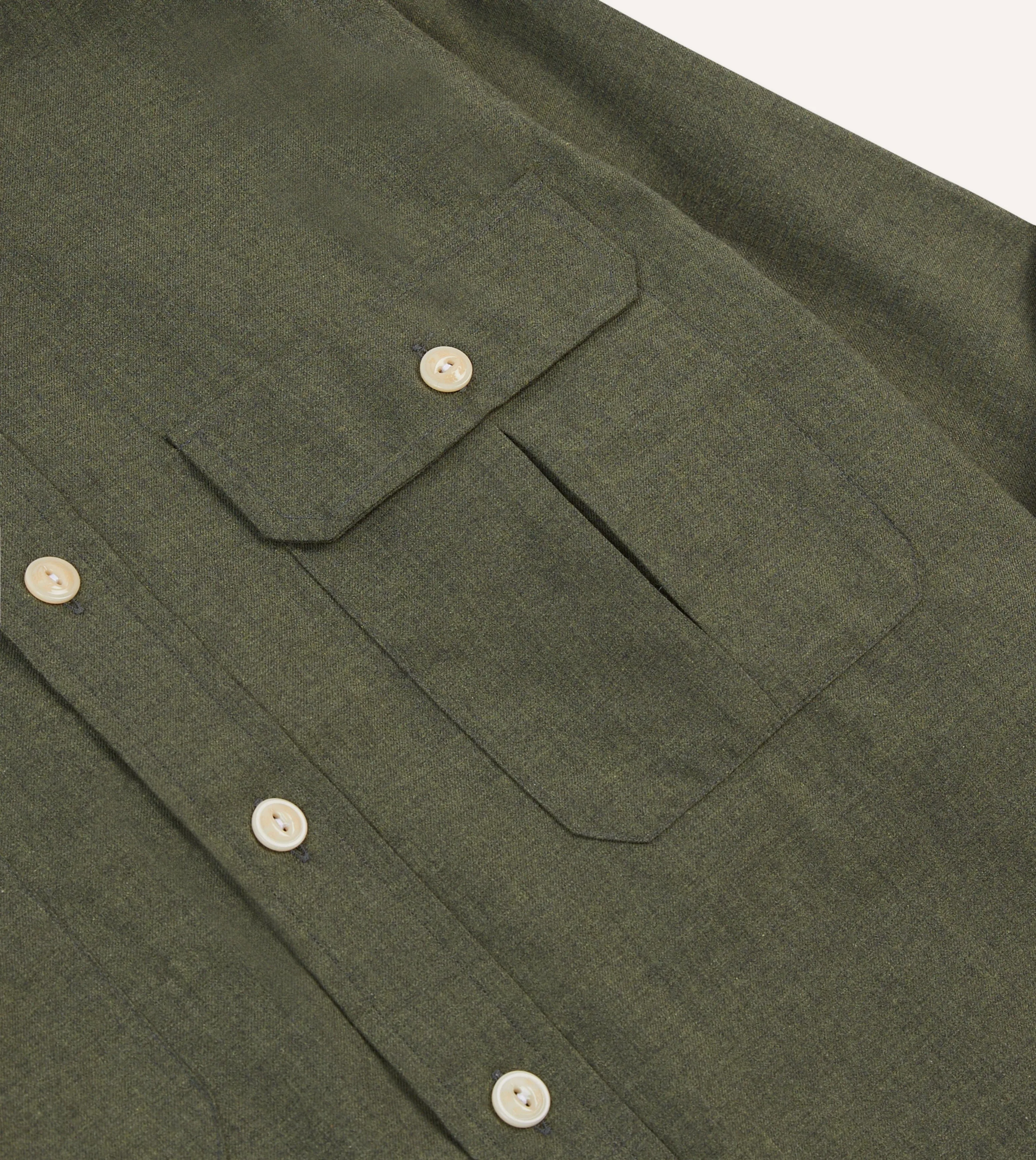 Airflow Ventilation System slim cut Khaki Green Cotton Flannel Two-Pocket Work Shirt