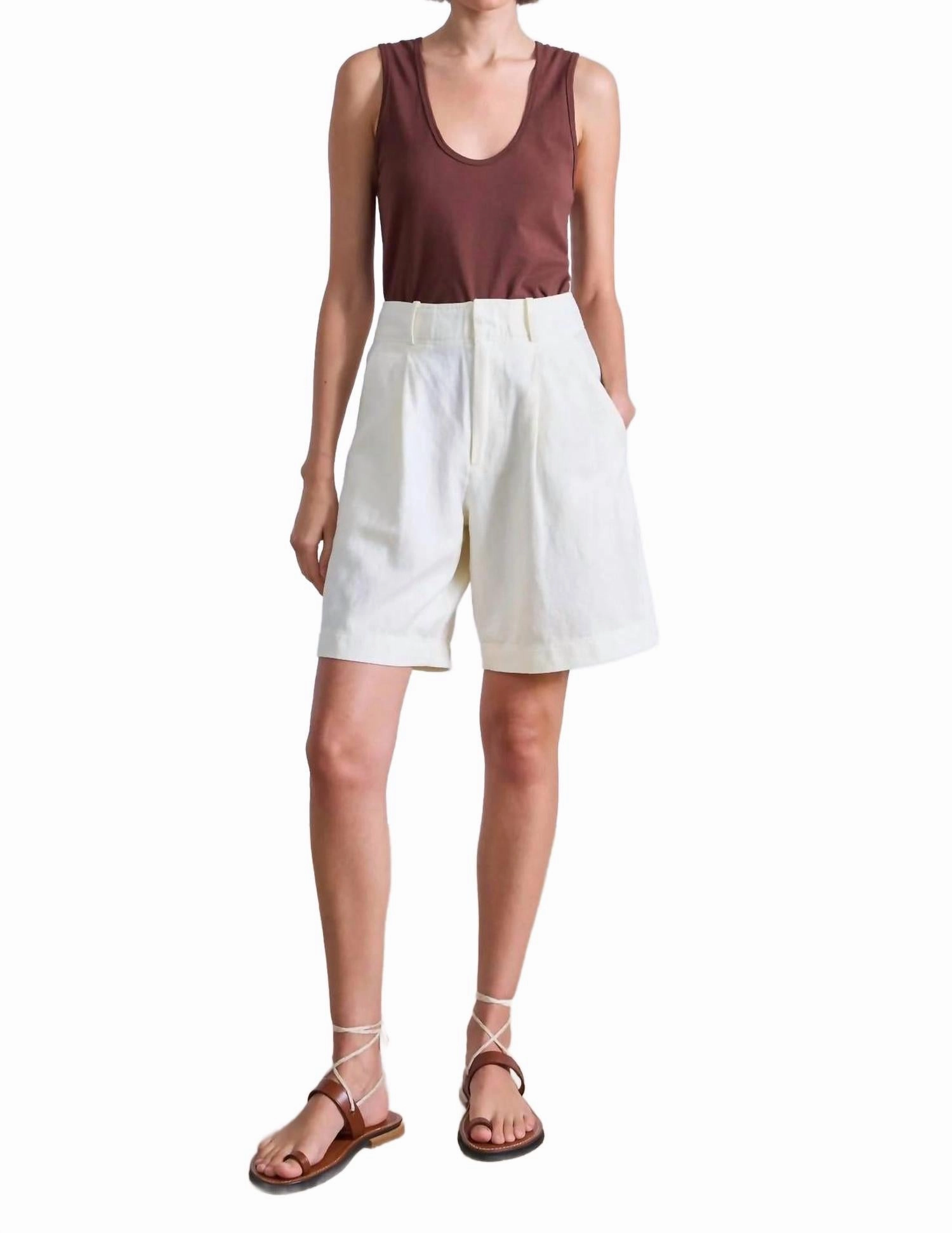 Bari Midi High Waist Short In Cream surfing attire