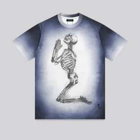 Floral freshness Low Environmental Impact PRAYING SKELETON T-SHIRT BLUE