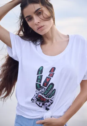 Soft Fabric ROCK T-SHIRT PEACE WHITE