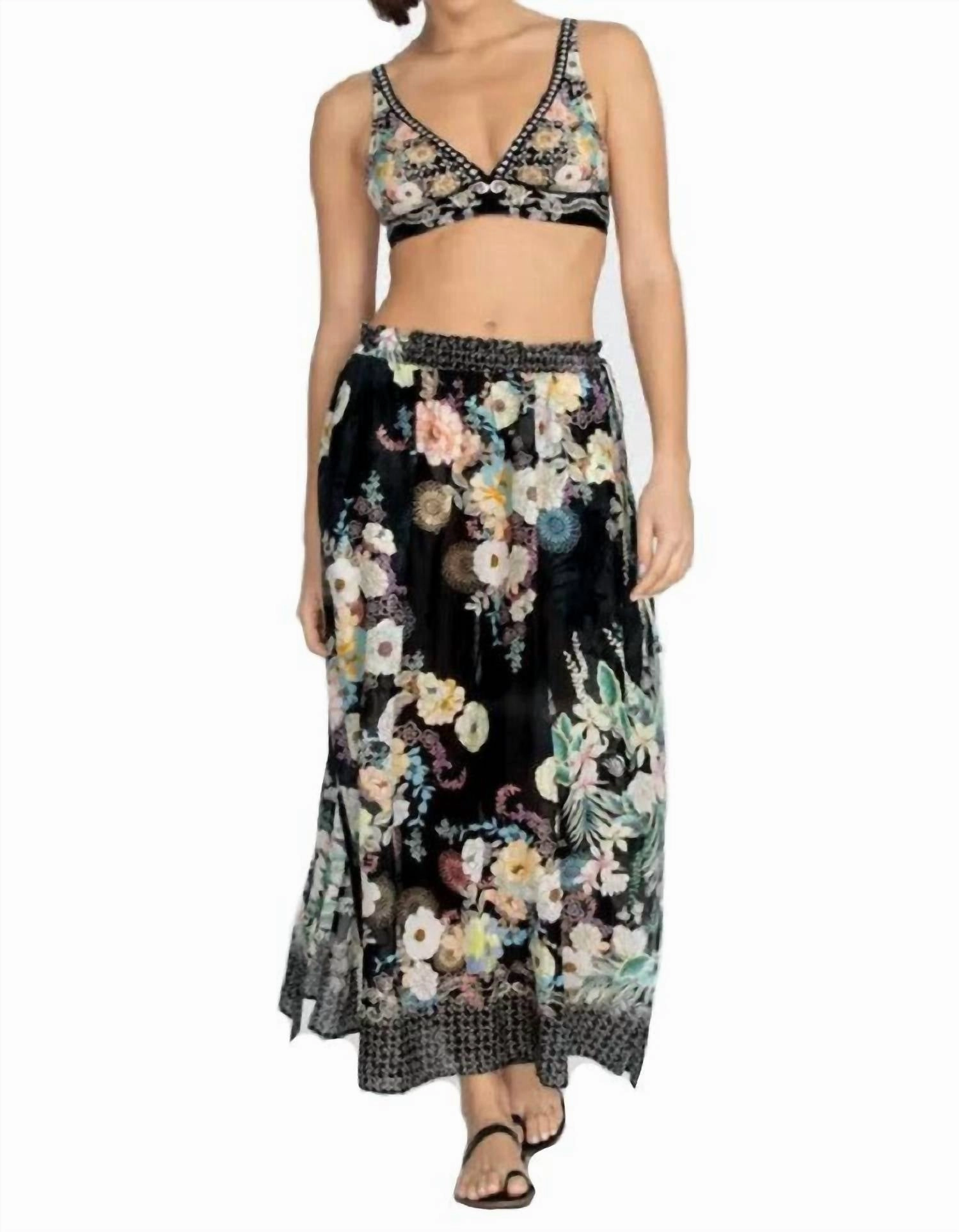 Material Innovation Minimalist Trim Side Tie Maxi Skirt In Multi