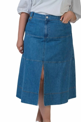Influencer Style Hudie Denim Skirt - Plus In Medium Indigo