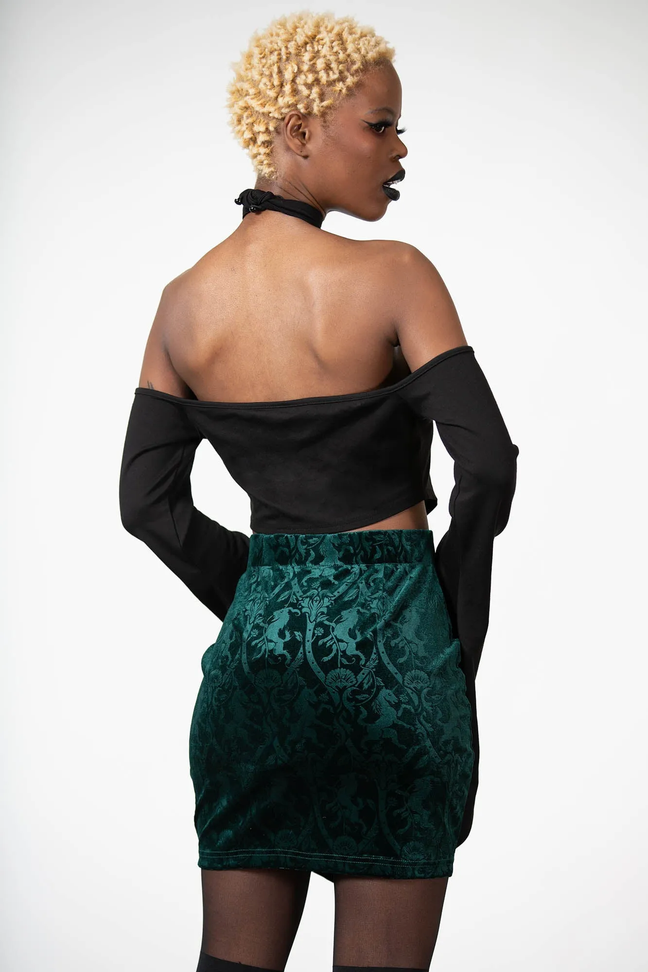Doom Duchess Skirt [EMERALD] Mix Texture Chic Tones