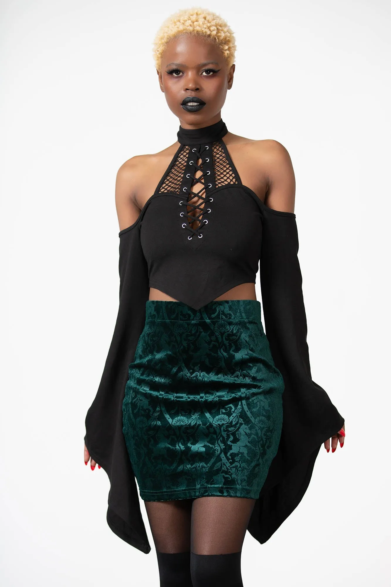 Draped Silhouette Doom Duchess Skirt [EMERALD]