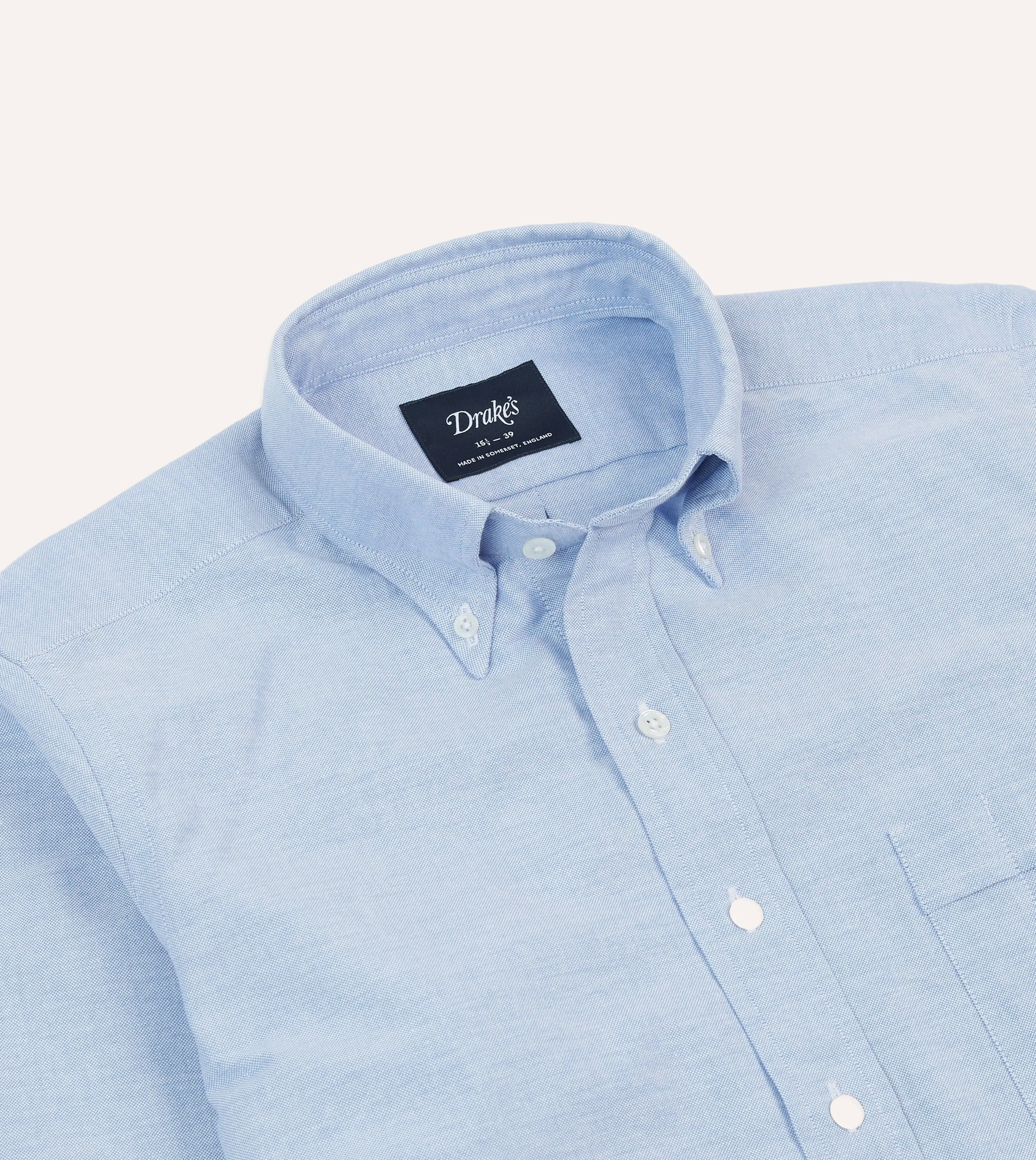 Hooded Option Glossy Texture Ice Blue Cotton Oxford Cloth Button-Down Shirt