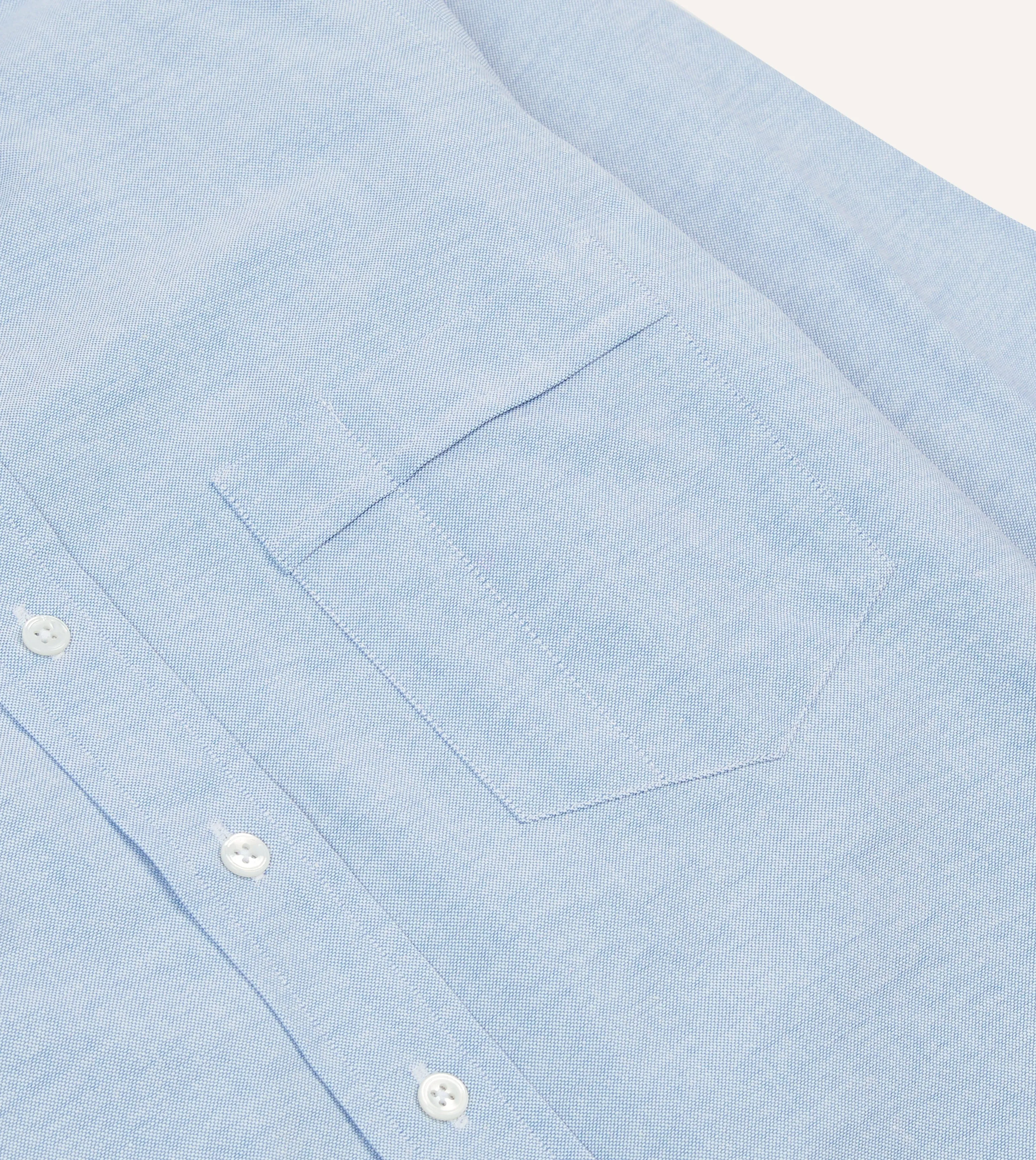 Lightweight Feel Ice Blue Cotton Oxford Cloth Button-Down Shirt