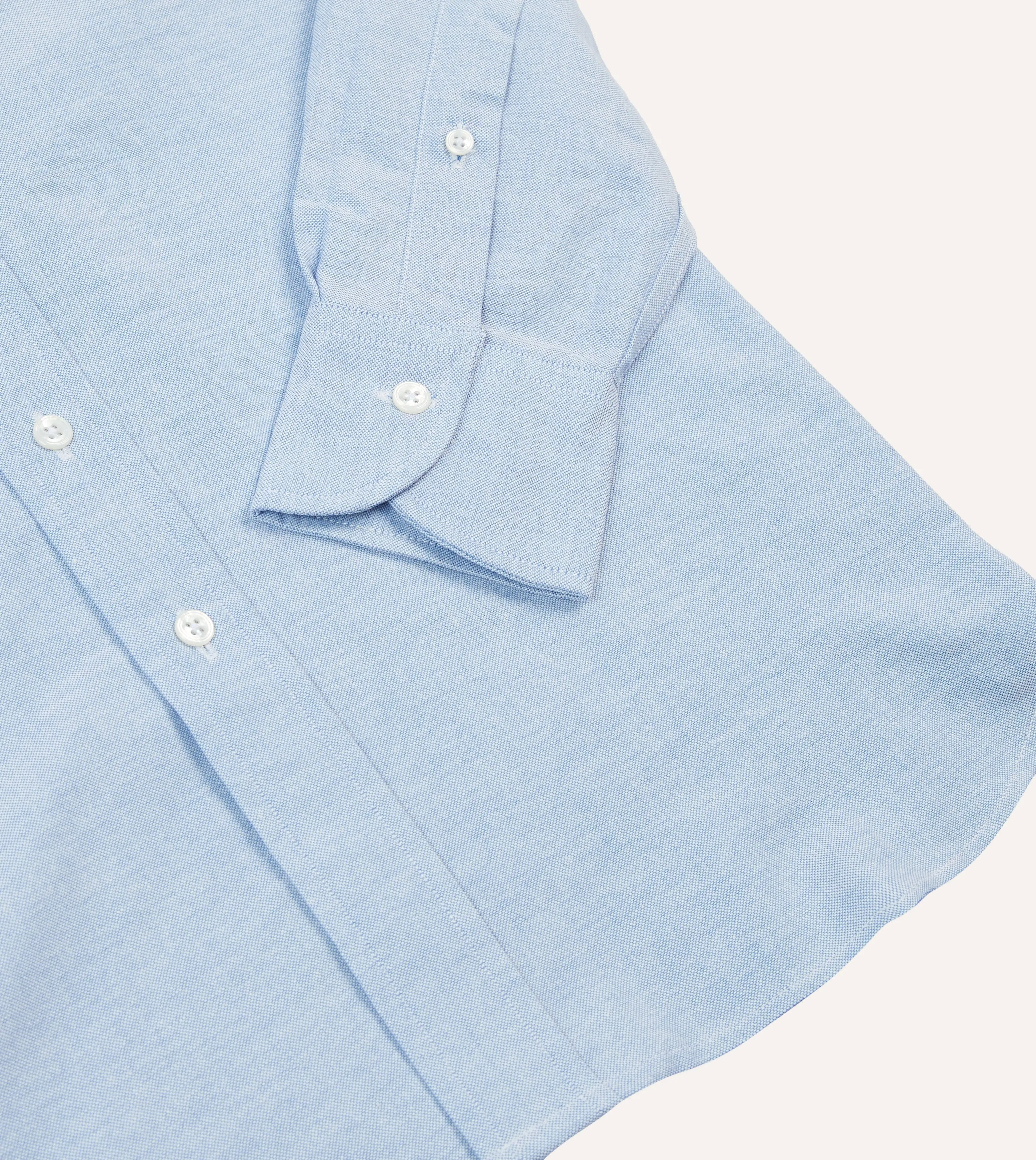 youth trend Ice Blue Cotton Oxford Cloth Button-Down Shirt