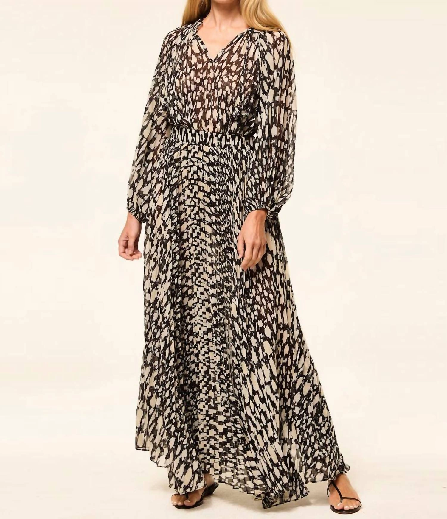 Ilona Skirt In Abstract Geo Chiffon raw hem
