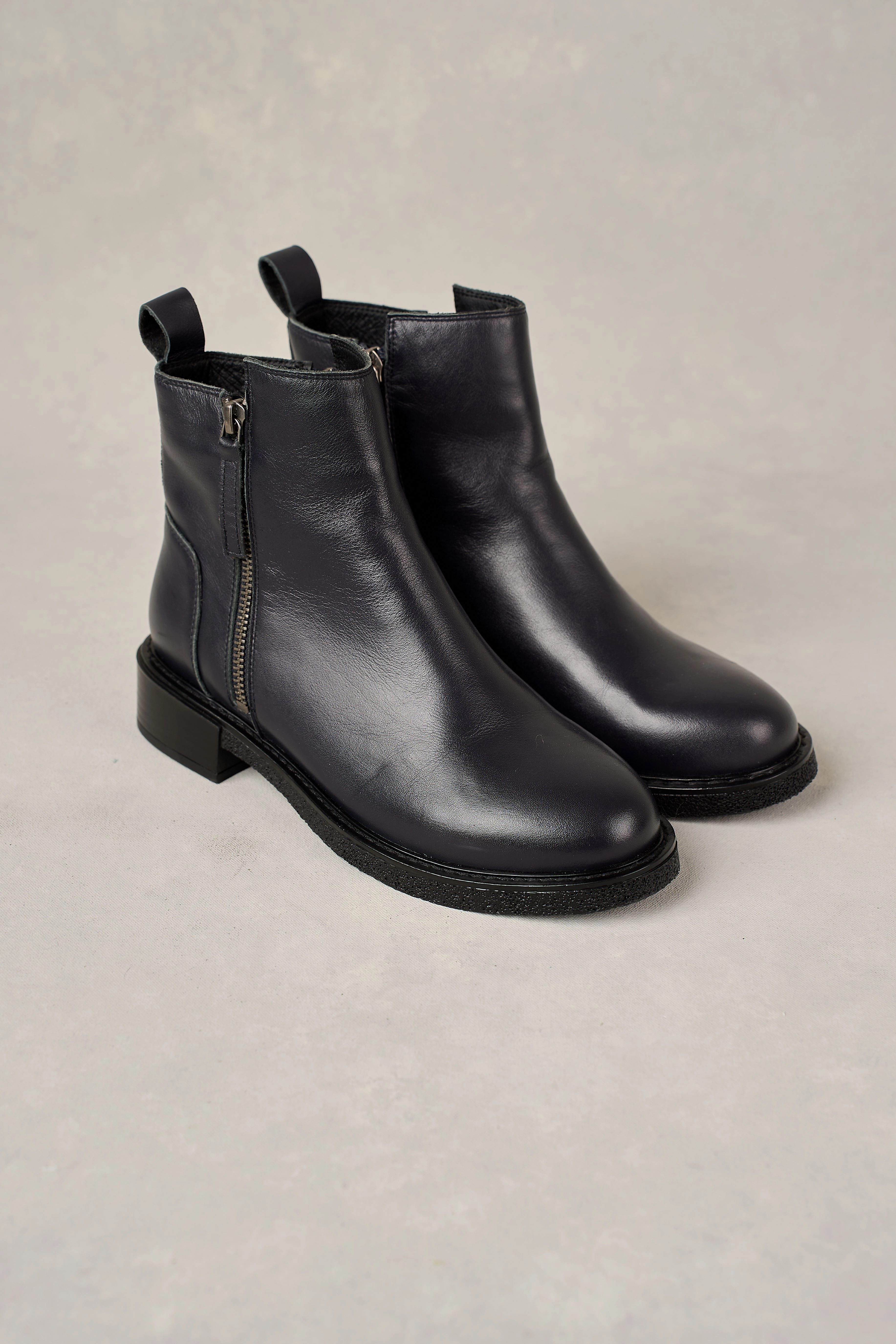 Stable Support Cold Weather Commuter Round Toe Inca Double Zip Boot - Ink
