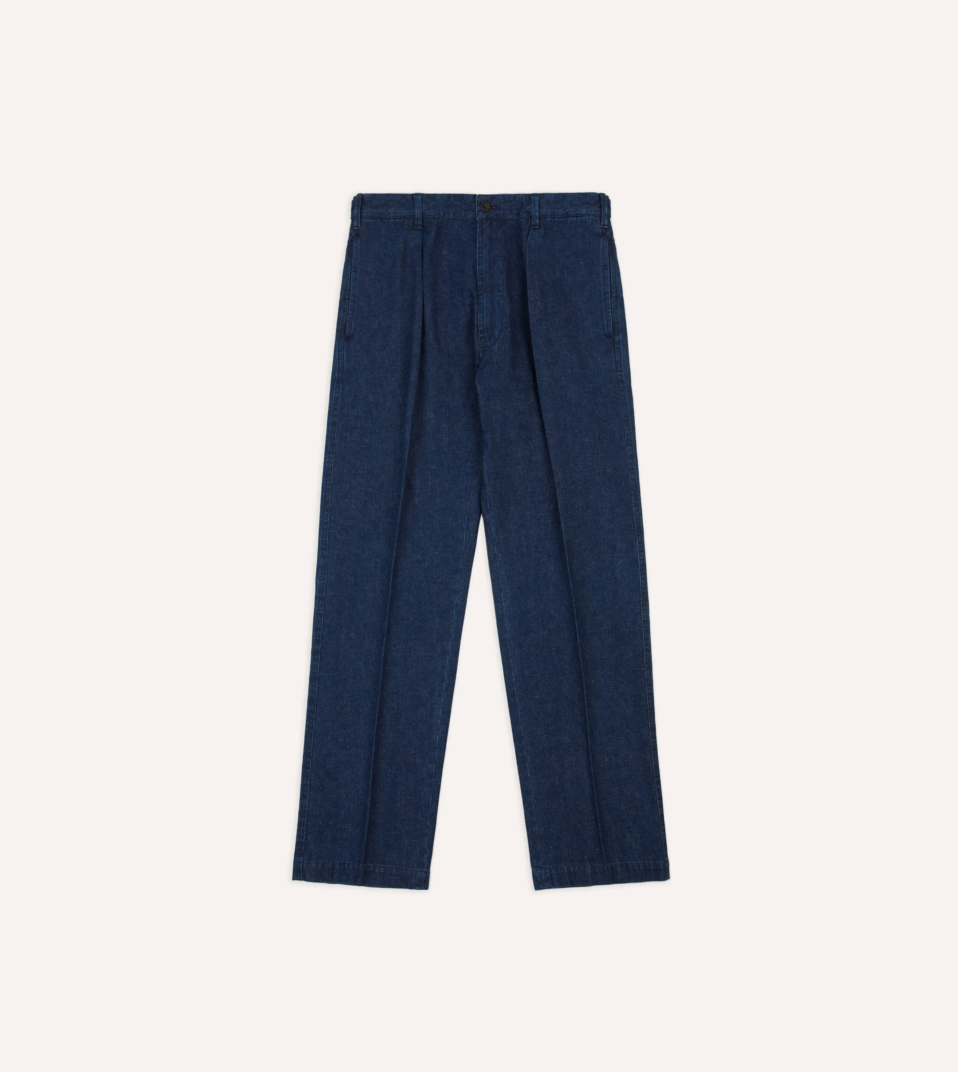 Indigo Cotton-Linen Games Trousers Gripper Waistband