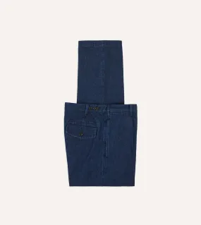 Quick Dry Fabric Quick Conversion Hem Indigo Cotton-Linen Games Trousers