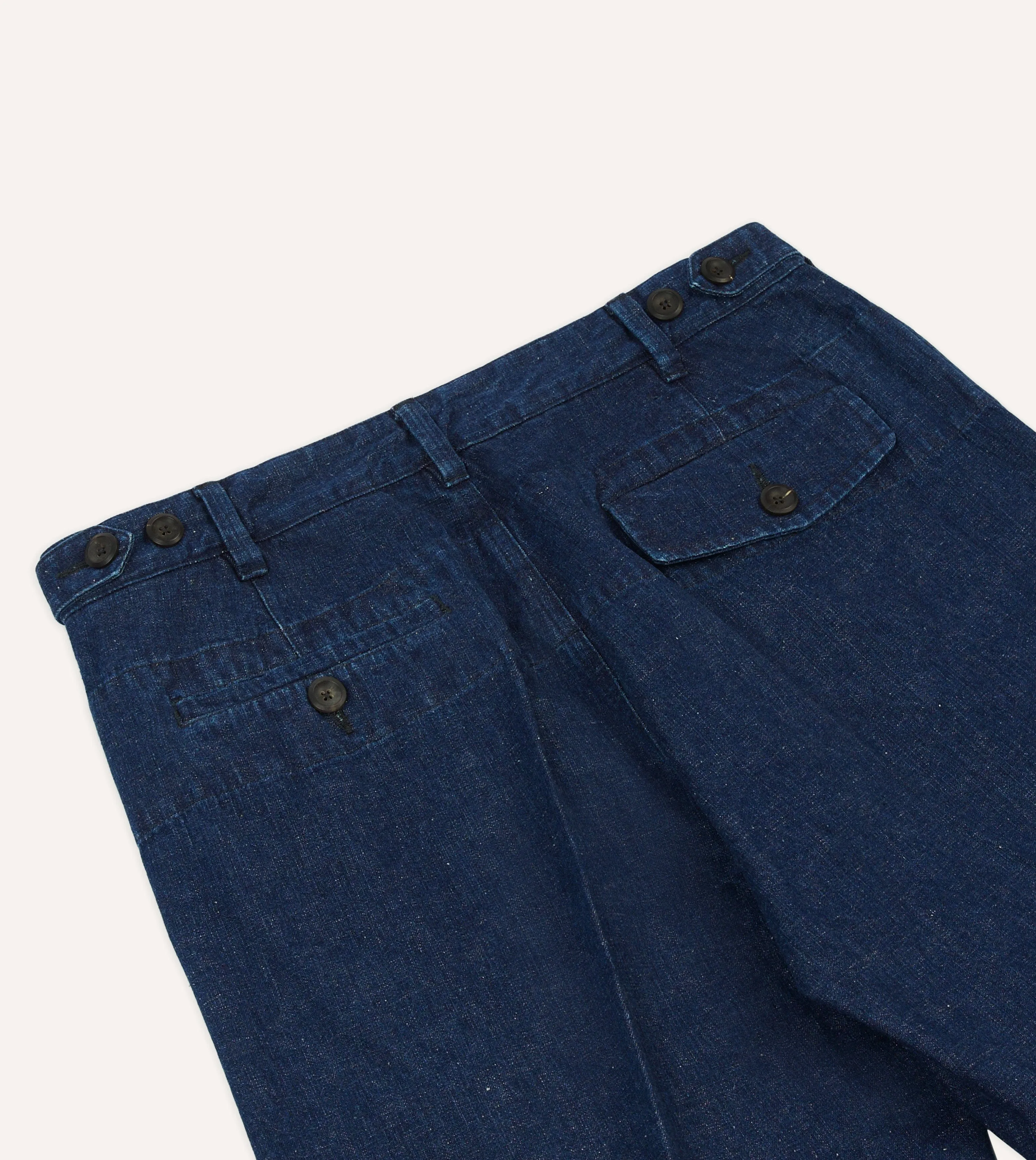 No Bunching Soft Feel Indigo Cotton-Linen Games Trousers