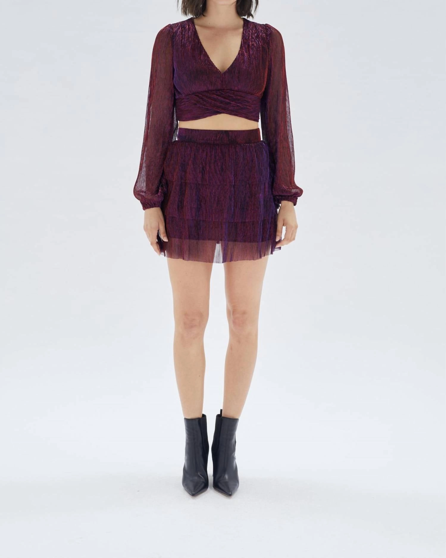 Double Layer Casual Moments Ines Tiered Mini Skirt In Multi