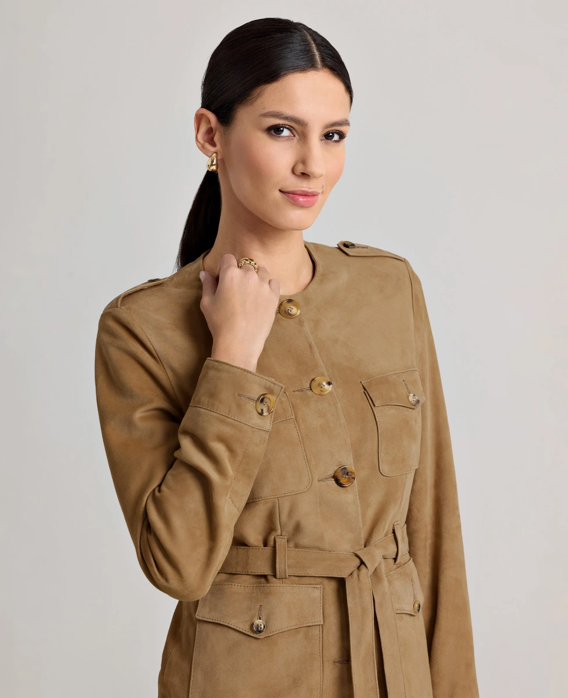 High Collar Robyn Suede Jacket