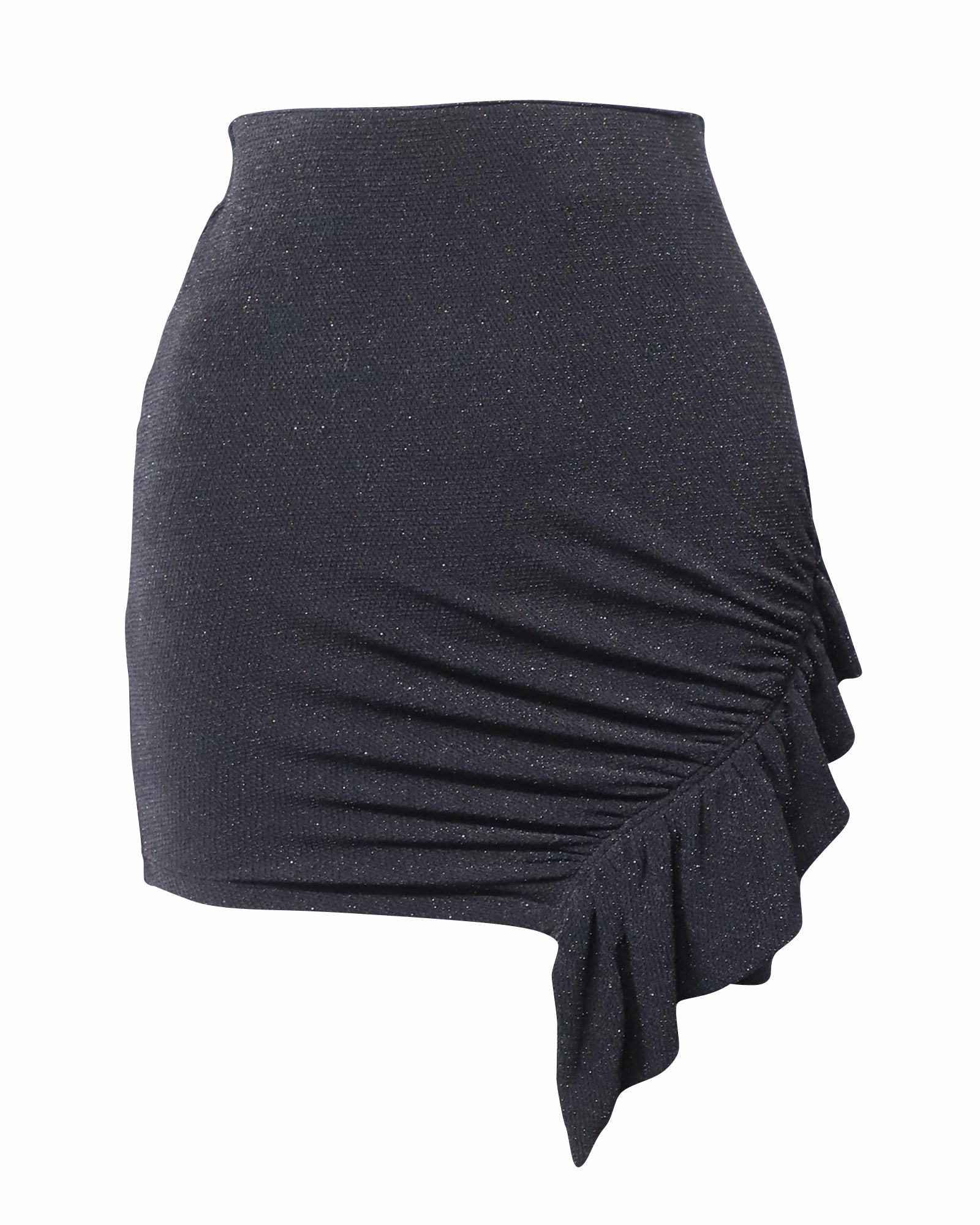 Weekend Ready Simple Styling Iro Zilka Metallic Stretch-Knit Mini Skirt in Black Nylon