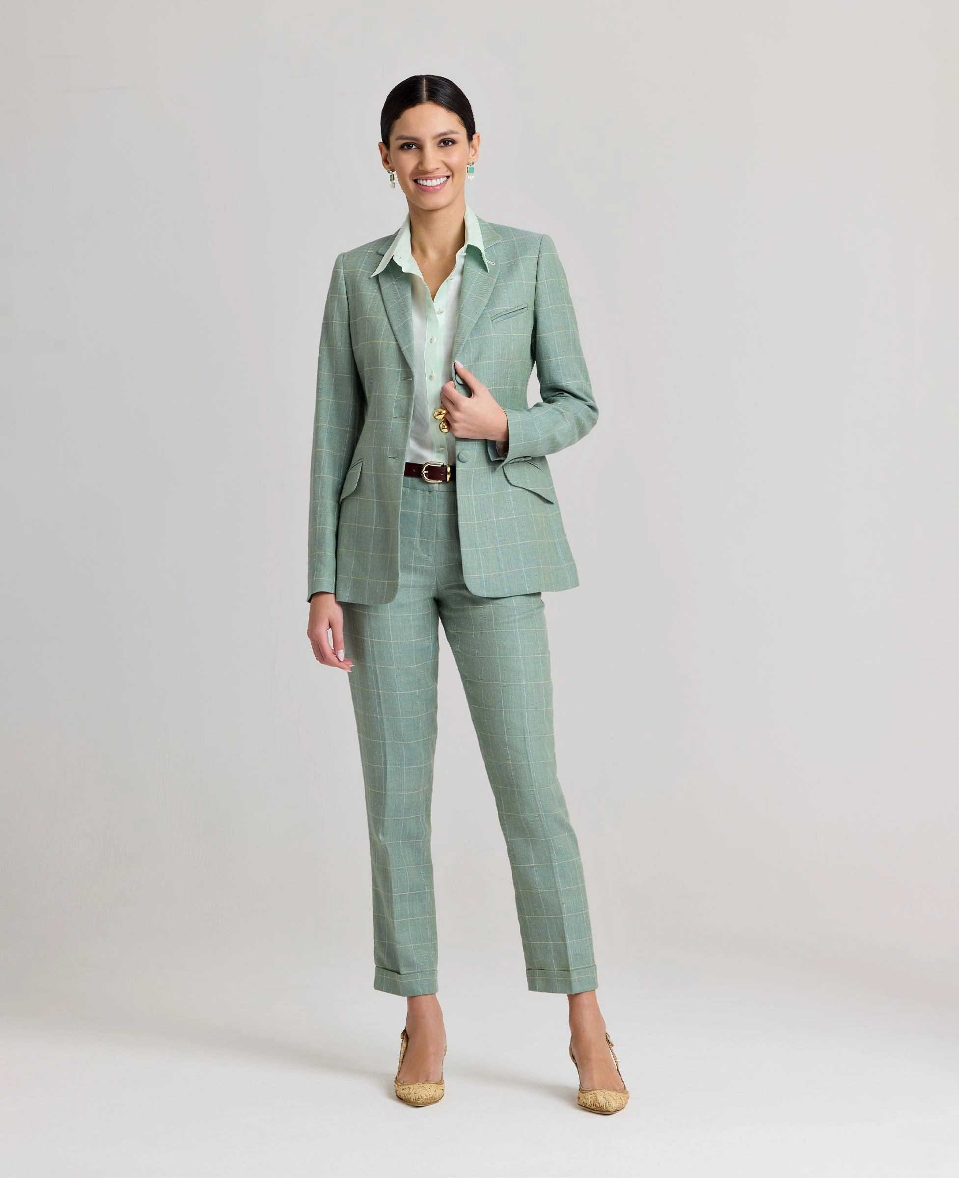 Jackie Wool Silk Turn-up Trousers ElasticWaist