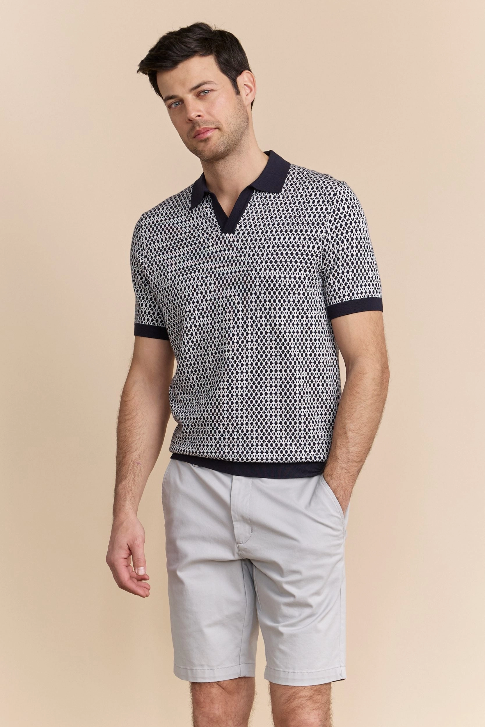 Jacquard johnny collar polo Active Lifestyle Street Style