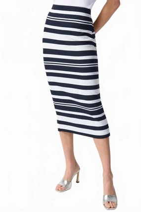 Jacquard Knit Midi Skirt In Midnight Blue/off White personalized option