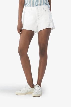 Versatile Layering Capability Daytime Style Jane Distressed High Rise Short In White
