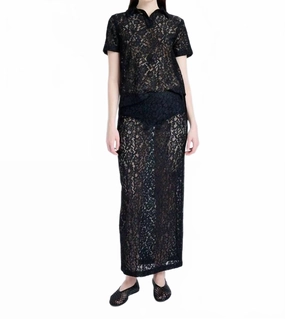 Jasmine Skirt In Stretch Lace In Black Odor Resistant Treatment