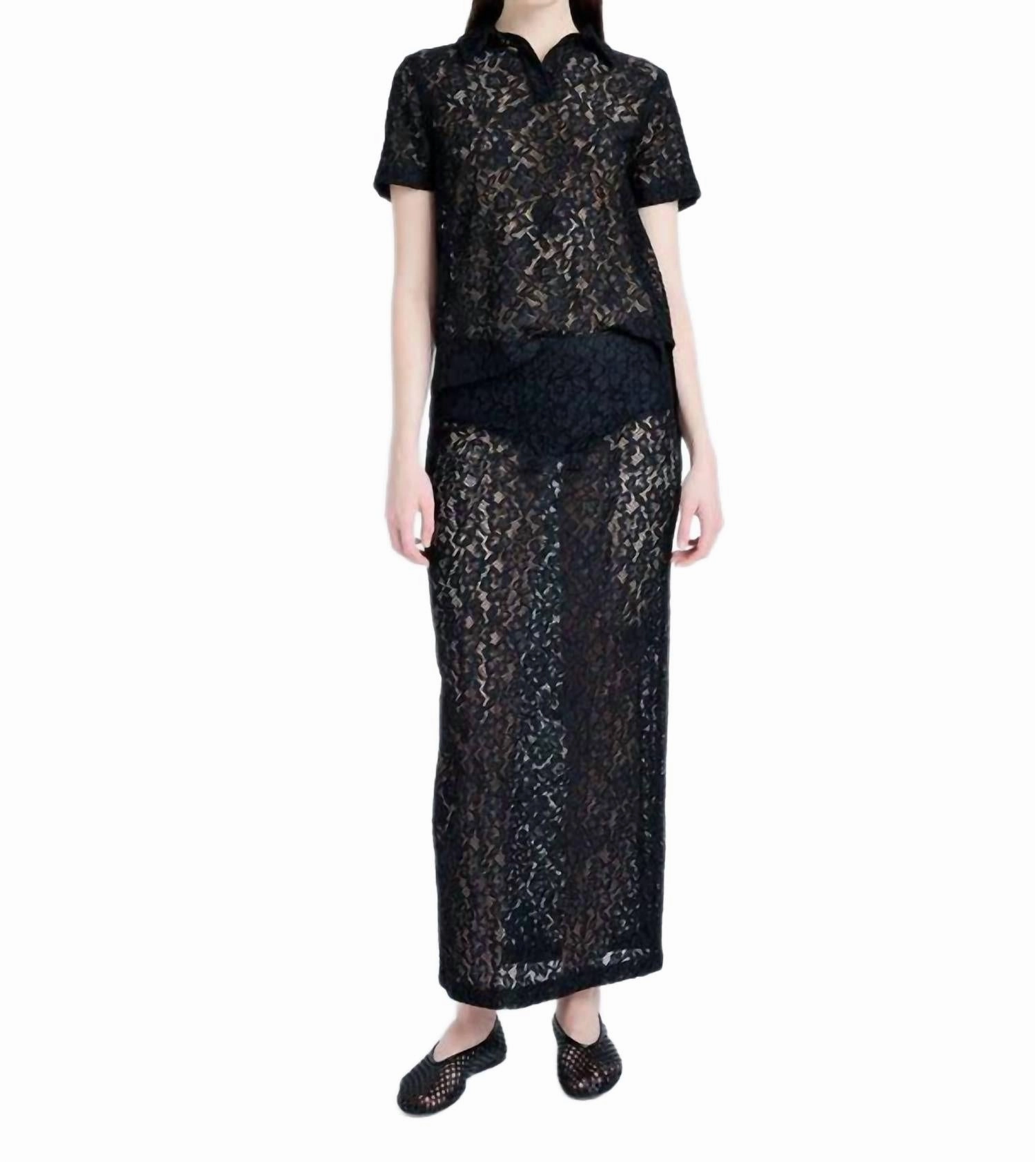 Jasmine Skirt In Stretch Lace In Black Odor Resistant Treatment