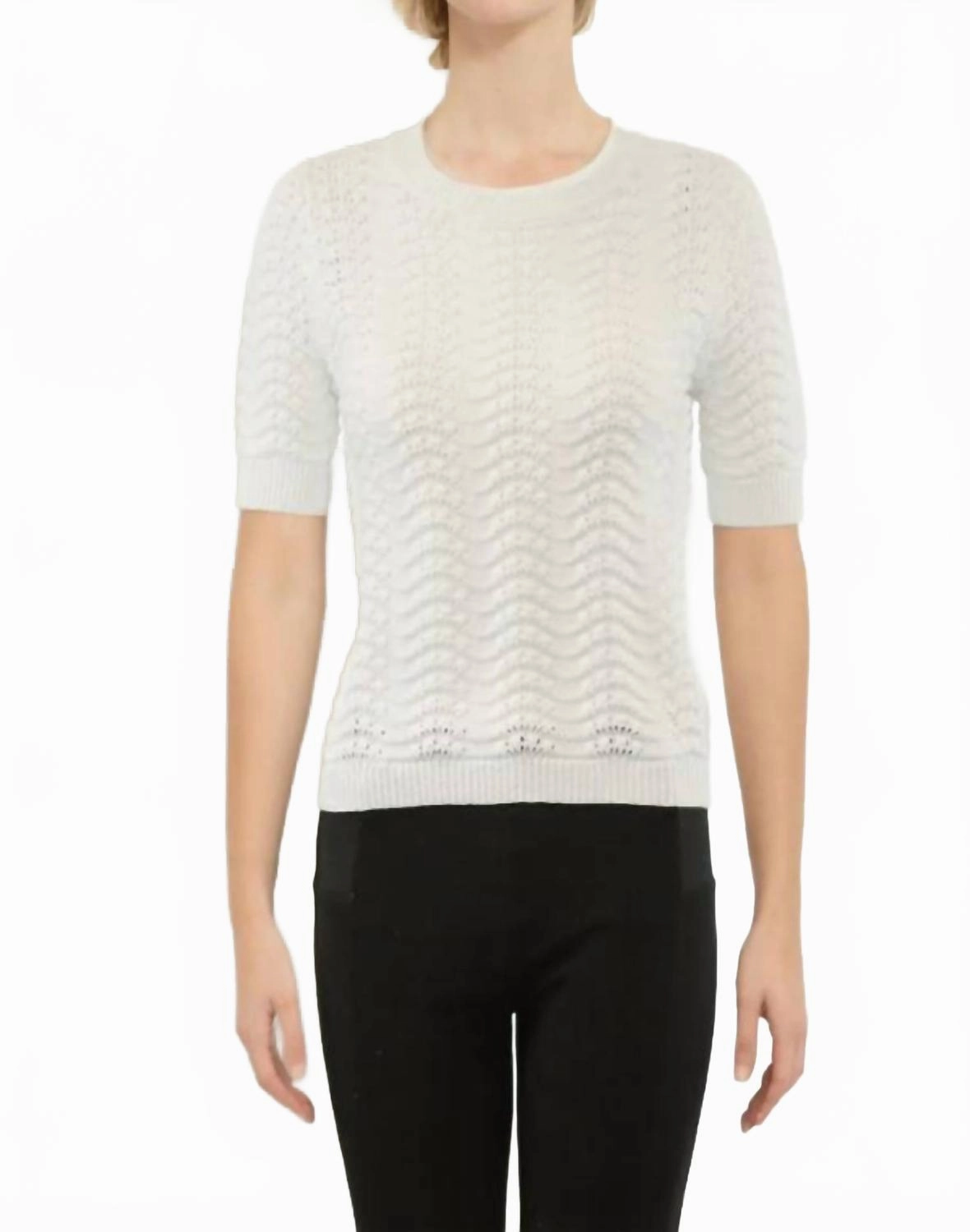 Jenny Pointelle Crew In White Winter Style Must-Have