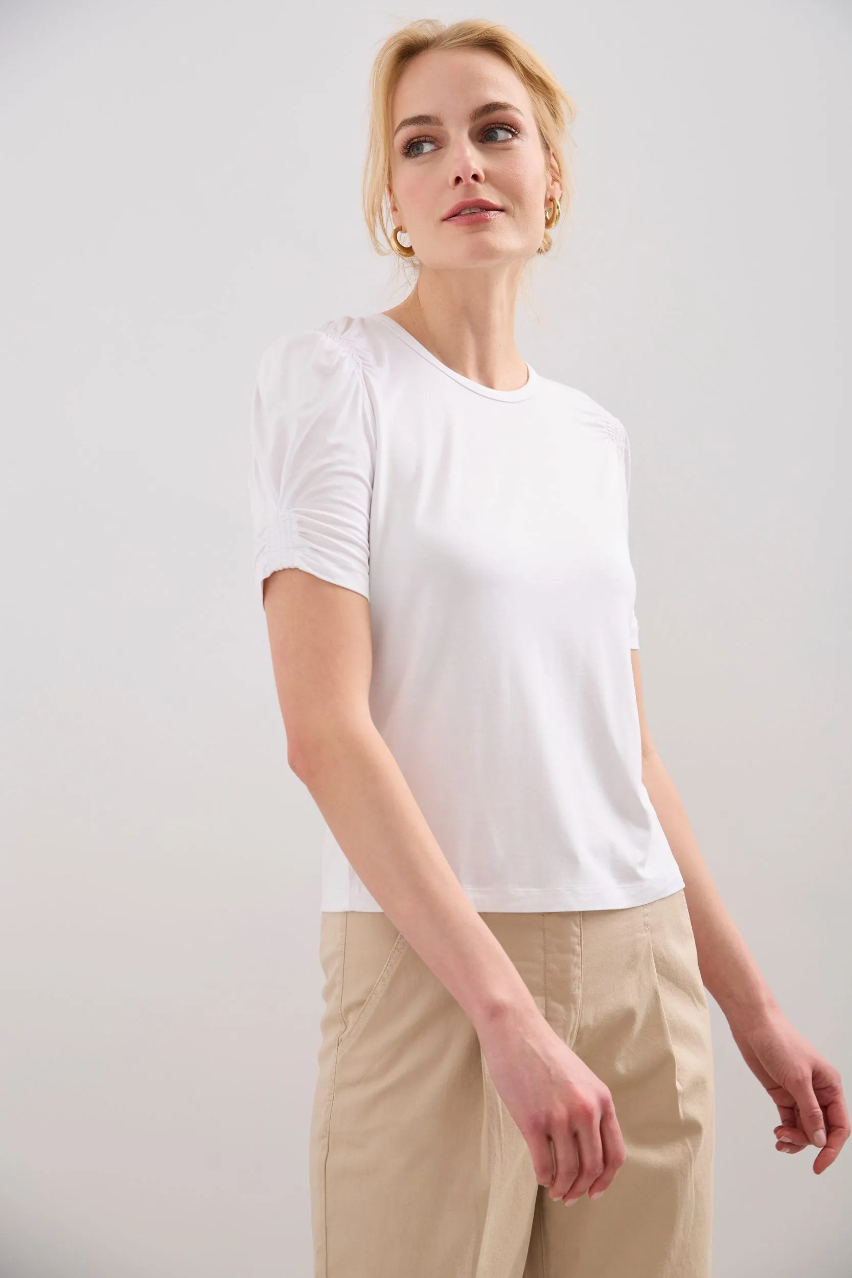 Jersey top with puffy sleeves Vintage Wash Casual Comfort Layer