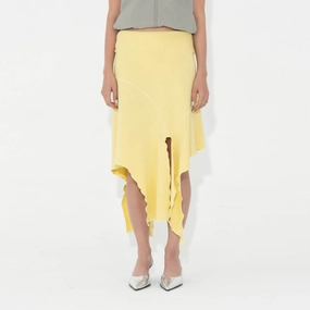 Classic Mood Jersey Drape Skirt In Citron