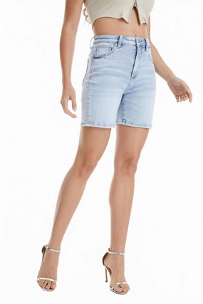 sports industry t shirt Jess High Rise Denim Shorts In Baby Blue